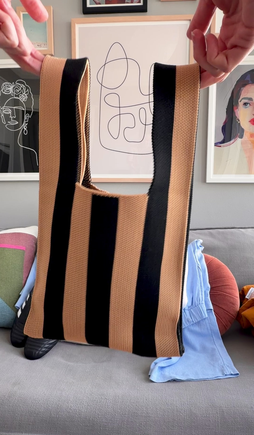 Espresso Stripe Y Knot Tote Bag and Gift – Why Not Studio San